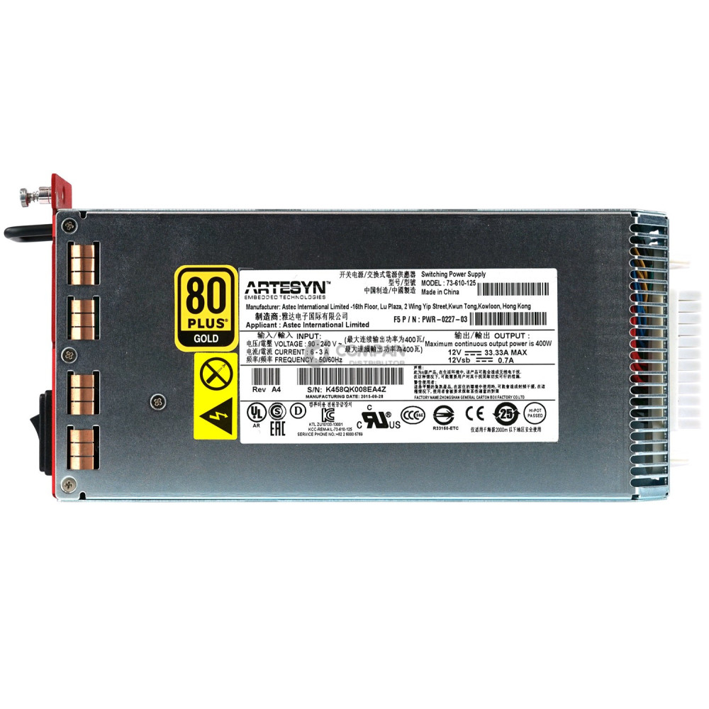 PWR-0227-03 F5 NETWORKS ARTESYN 400W 80PLUS GOLD POWER SUPPLY FOR 5000 7000